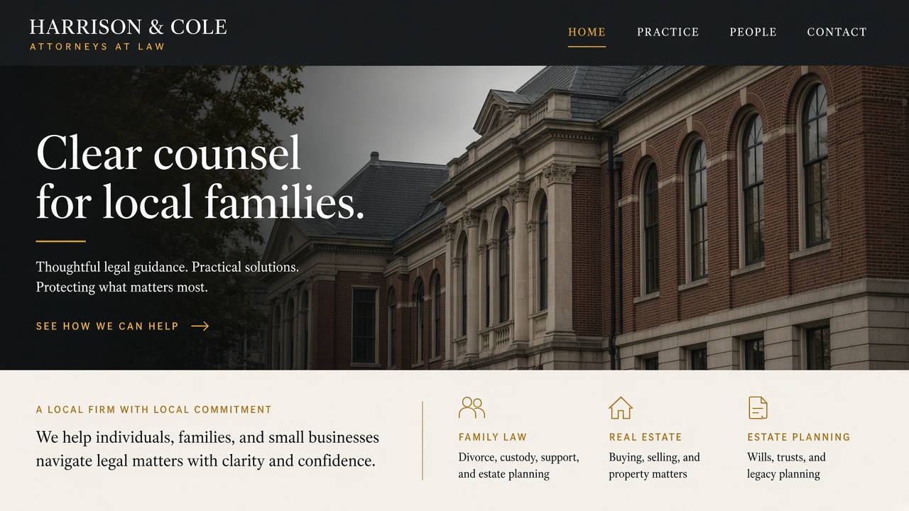 Professional services website preview